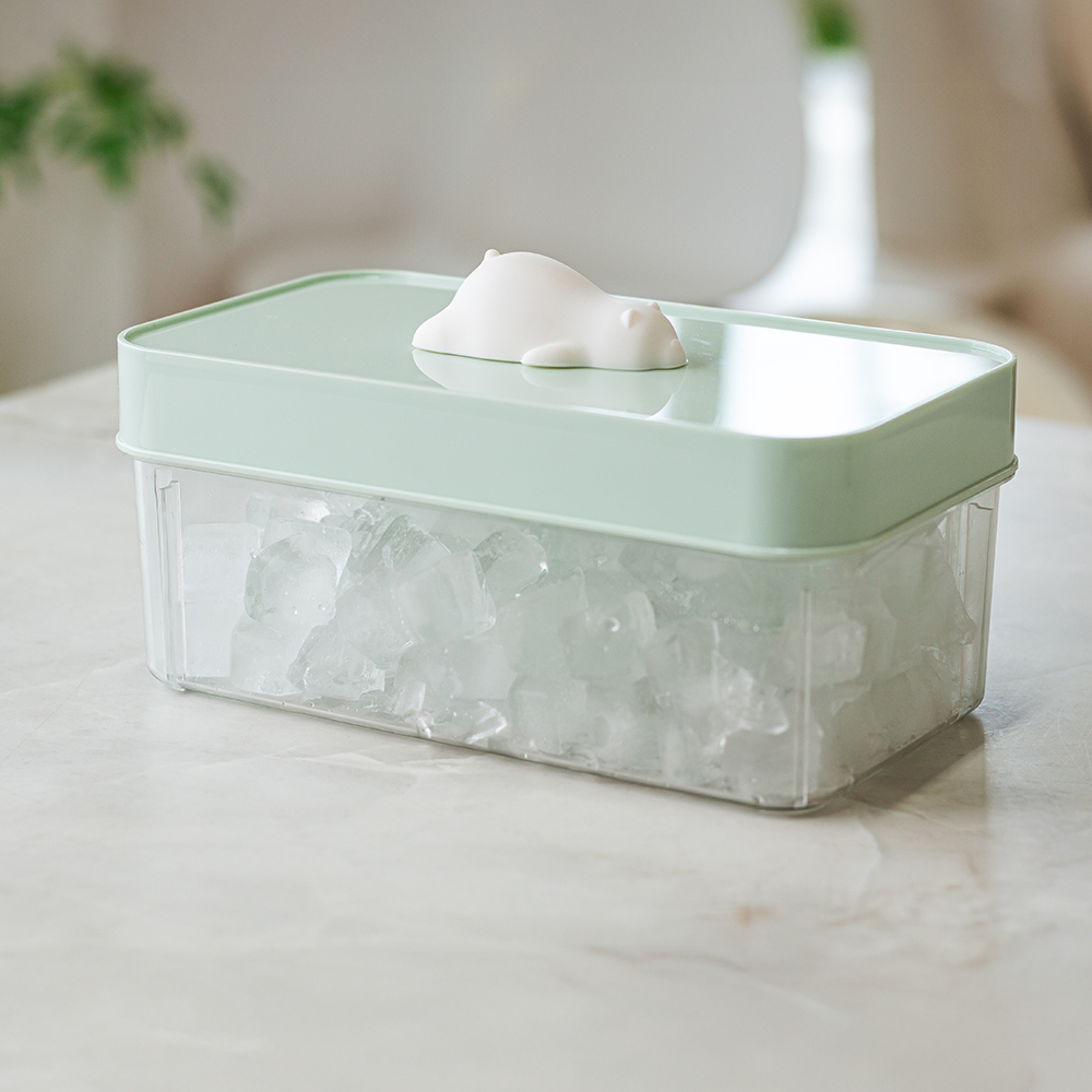 리빙디노 북극곰 원터치 푸쉬 사각 커피 냉장고 얼음 트레이 틀 아이스버킷 30구