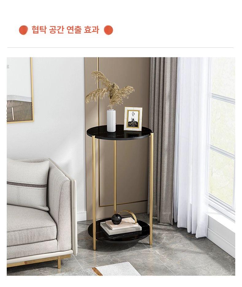 북유럽 선반 럭셔리 철제 주방 수납 책장 대리석 화이트 텍스쳐+골드 60cm 30cm - 상세 이미지 5