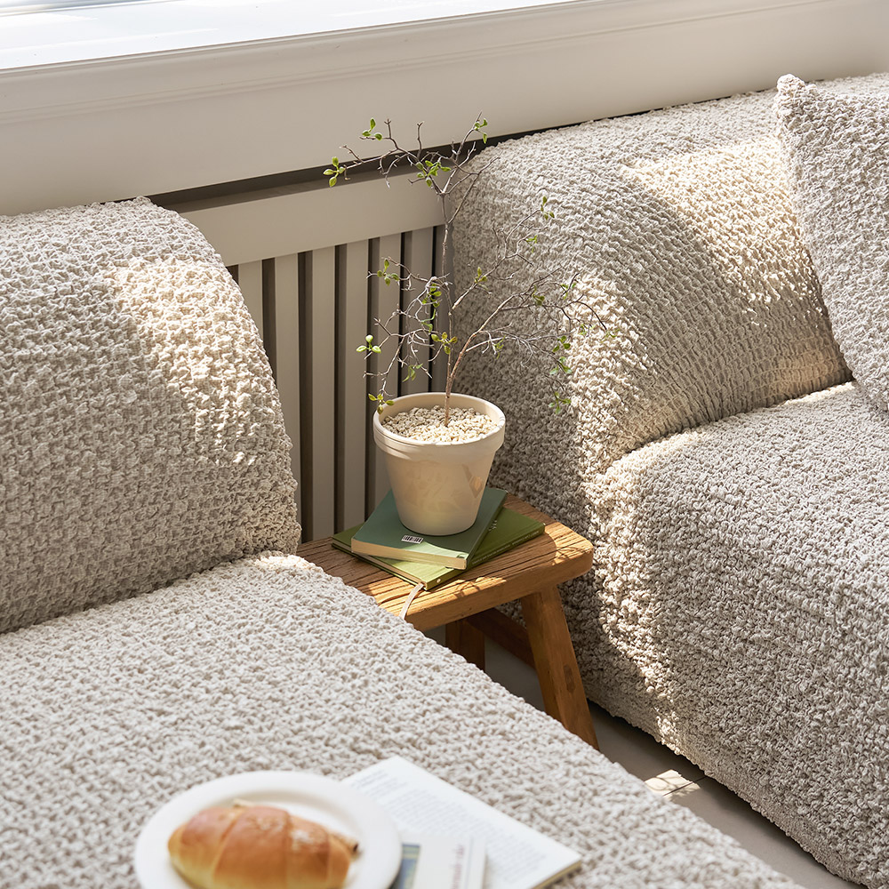 올핏 사이즈 고민NO 고탄력 만능 스판 쇼파커버 덮개 카우치 겨울 아이보리 1 2인용