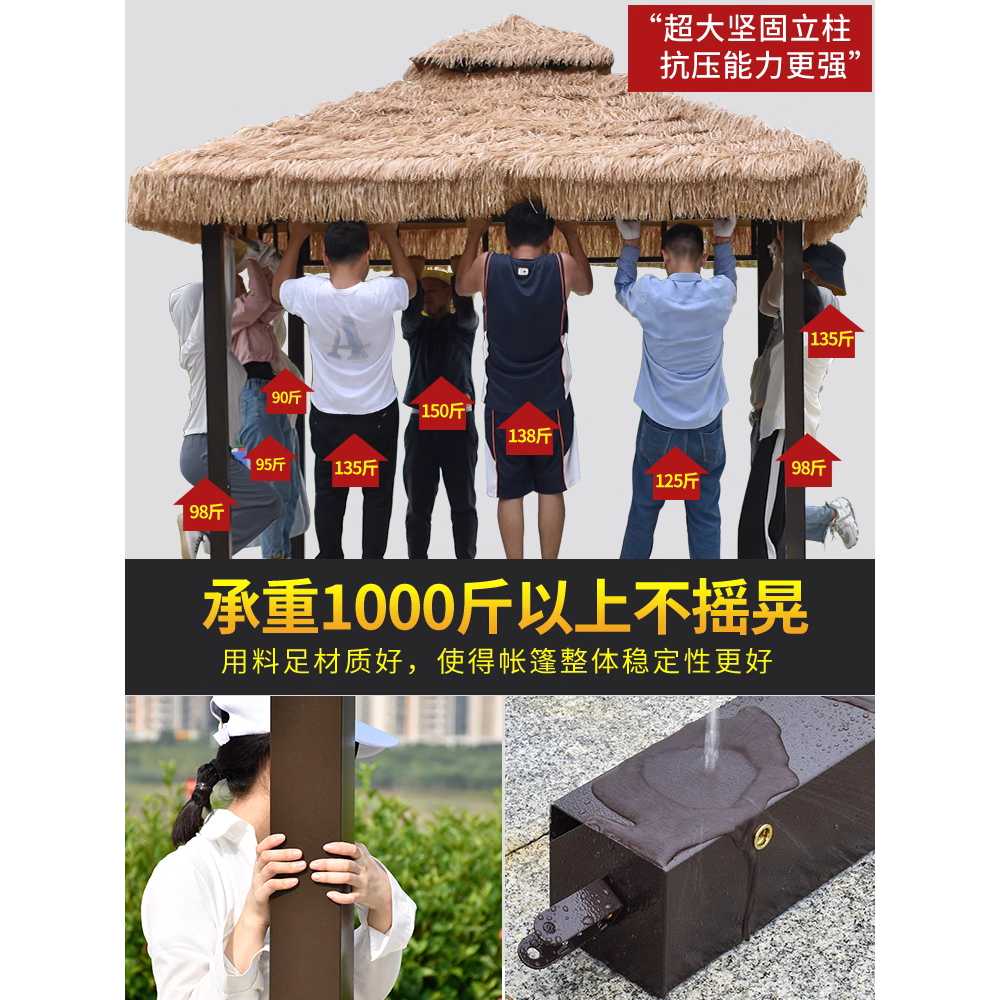파고라 야외정자 천막 어닝 캠핑장 펜션 독립형 쉼터 2.5x2.5m(앞치마+거즈) - 상세 이미지 4