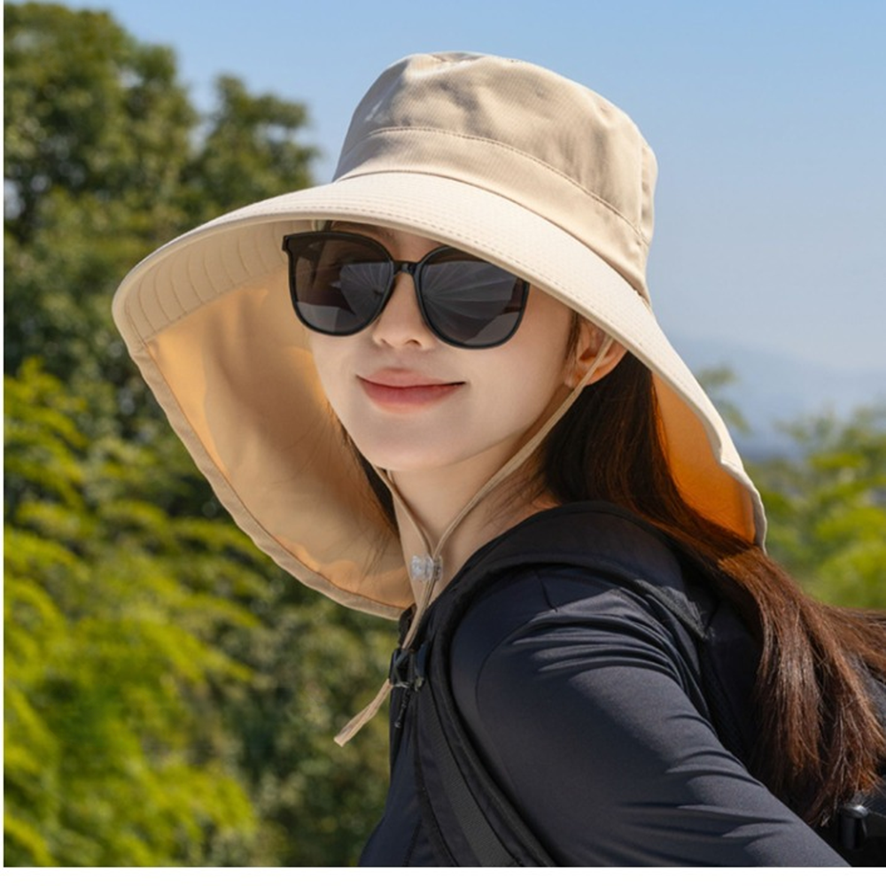 차양막모자선캡 목가리는 뒷목가리는모자 성인플랩캡 창넓은캐디 해가림 썬바이저 자외선차단 - 상품 이미지