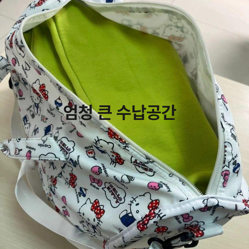 헬로키티 포차코 여행 가방 대용량 수납 보스턴 백 캐리어 B58-키티 대용량 휴대용 손잡이 대 - 상세 이미지 2