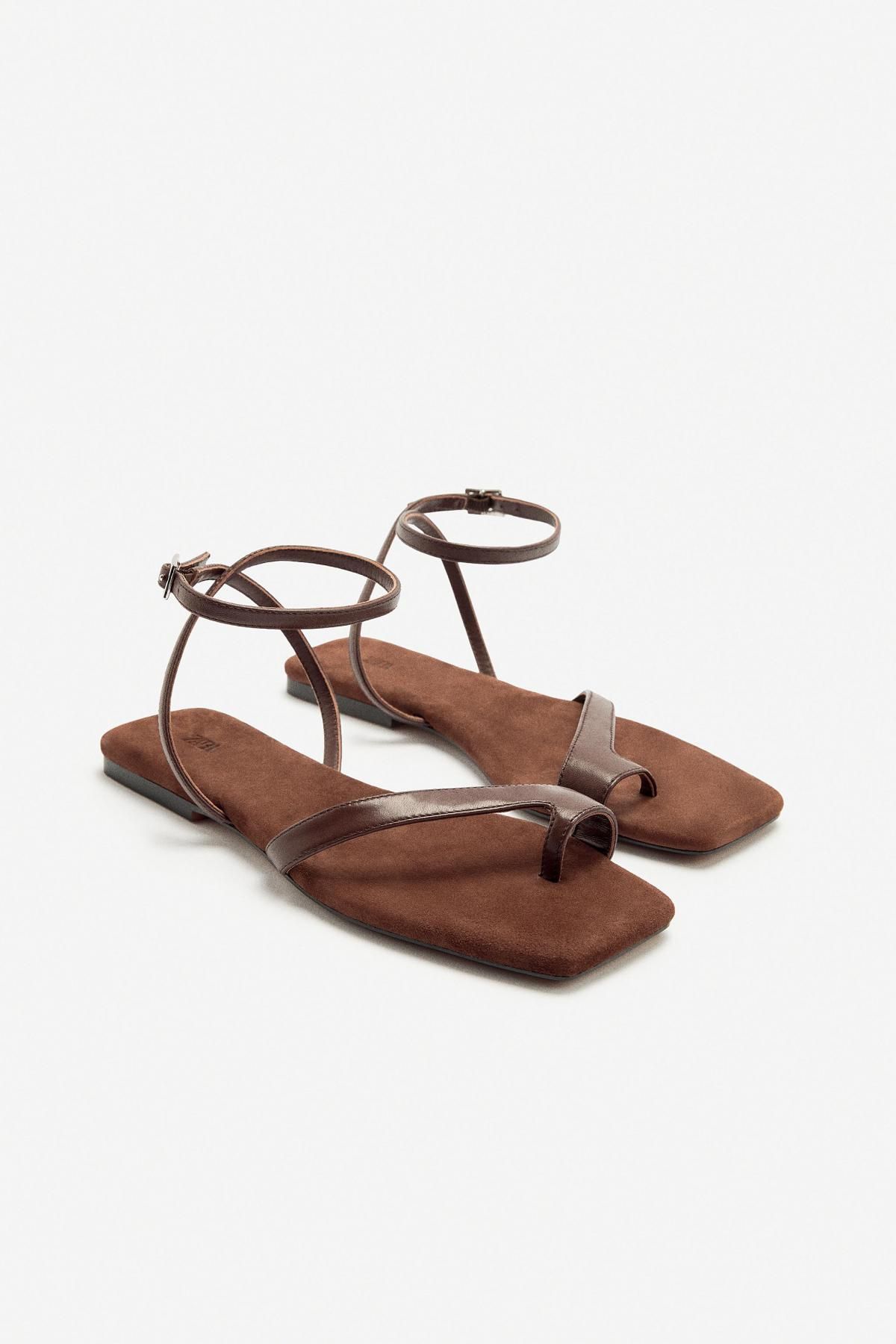 자라 프리미엄 스플릿스웨이드 스트랩 샌들 4608/510 BROWN - 상세 이미지 5