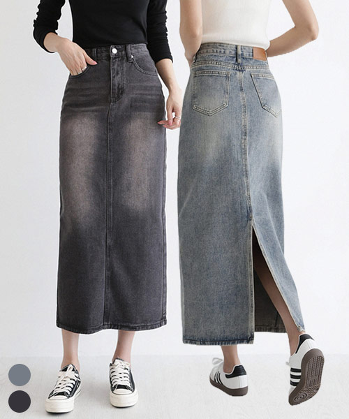 워싱포인트 데님 맥시 롱 스커트_264763 - 상품 이미지
