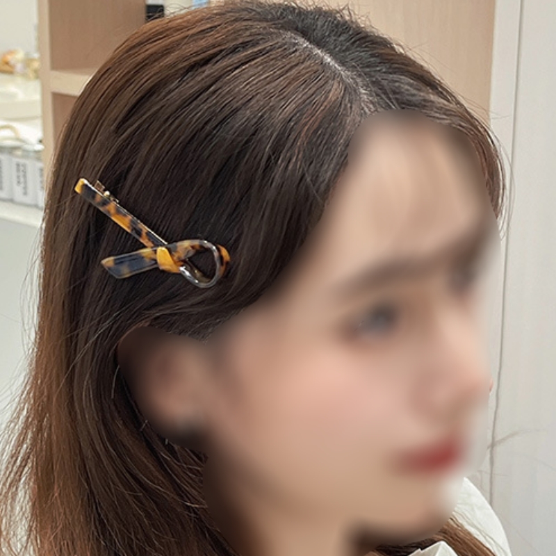 마블 자개 일자 꼬임 리본 헤어 집게핀 앞 머리핀 옆머리 긴 삔 - 상세 이미지 4