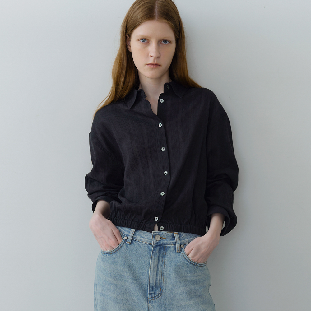 [블루브릭] Stripe banding shirt (black) - 상품 이미지