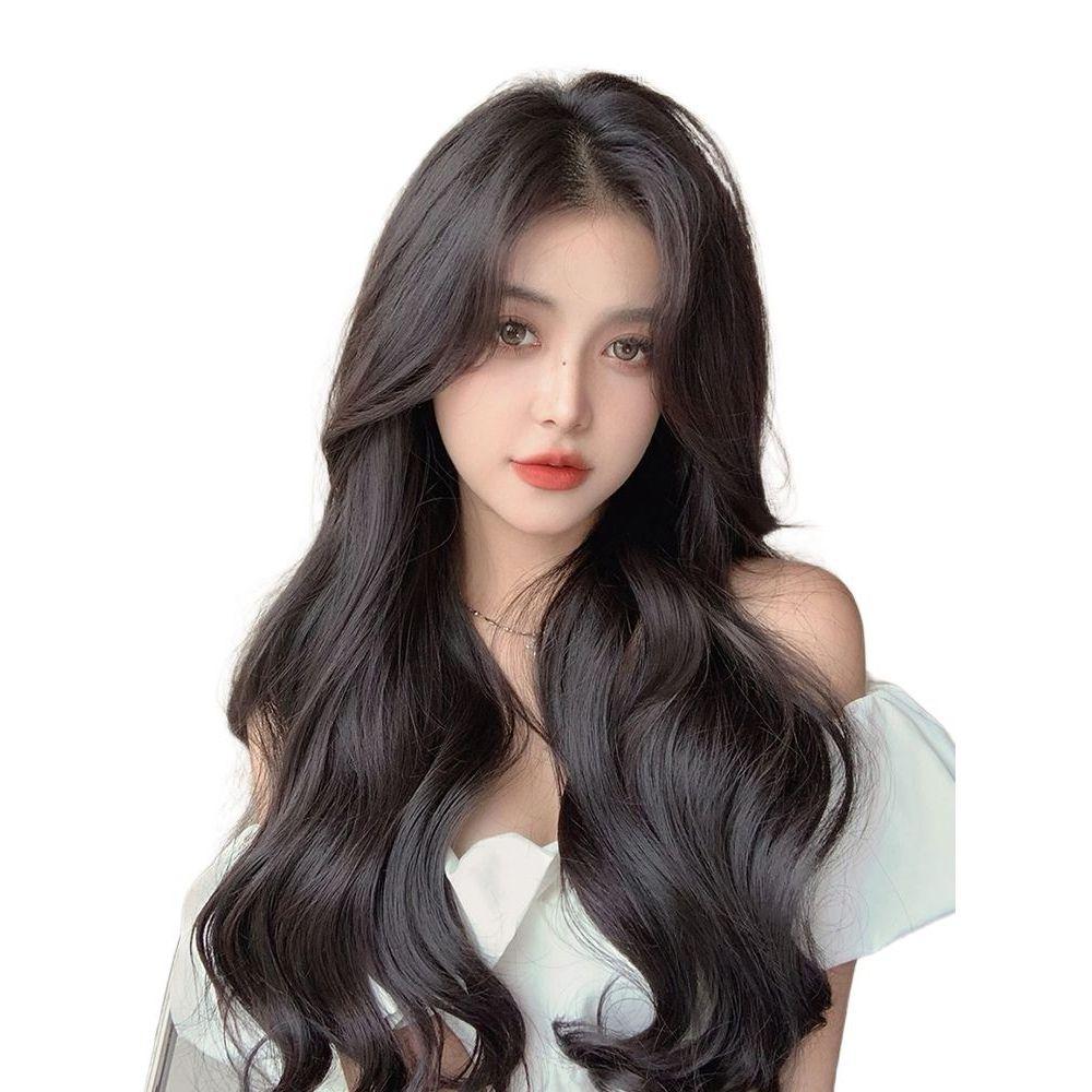 인모 헤어피스 여자 부분 가발 웨이브 똑딱이 긴머리 50cm 5개입 검은 브라운 - 상세 이미지 3