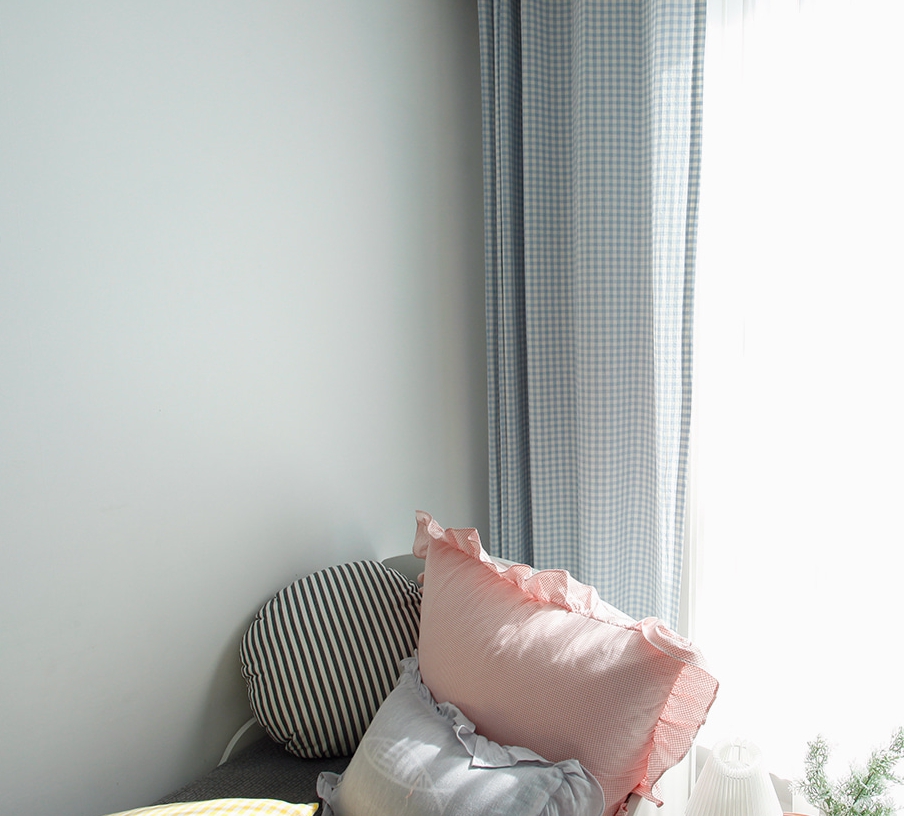 바이아미 멜란 체크 아이방 커튼 가로153x세로150