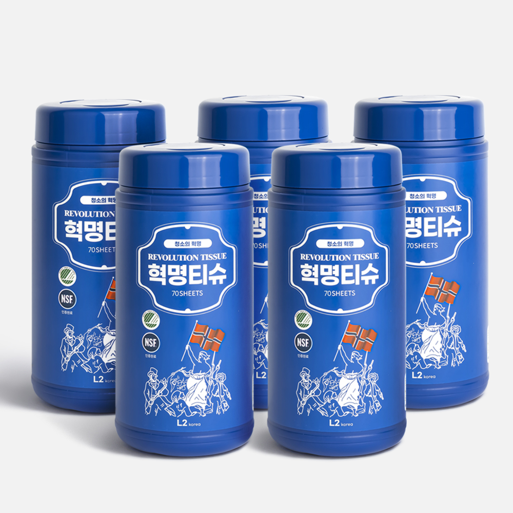 L2 혁명티슈 세정티슈 기름때 제거 다용도 청소 70매, 5팩 - 메인 이미지