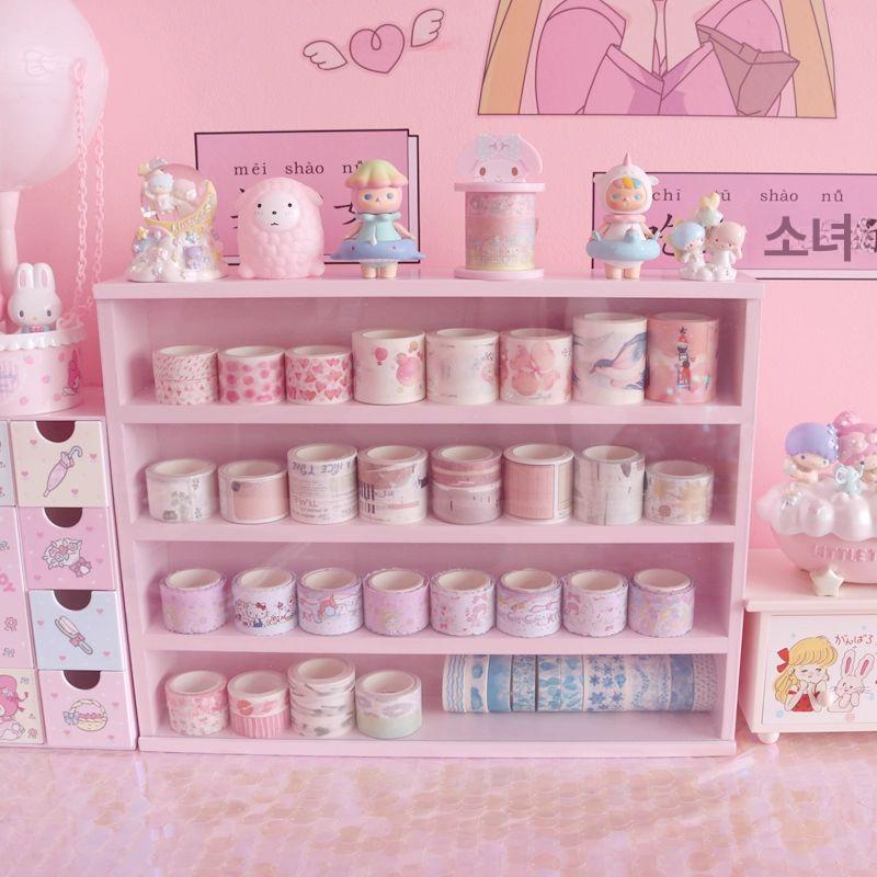 파스텔 핑크 진열대 3단 선반 아이방 어린이집  핑크 3층 문 없음 - 상세 이미지 2