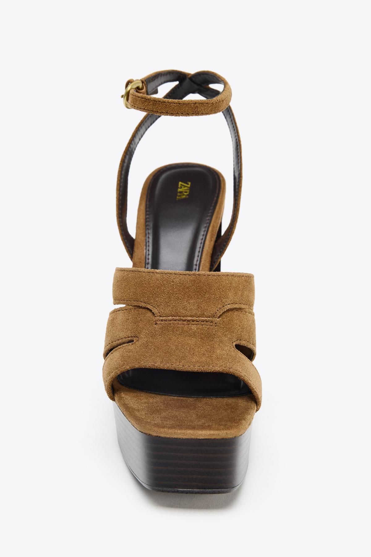 자라 플랫폼 스웨이드 스트랩 샌들 1341/610 BROWN - 상세 이미지 5