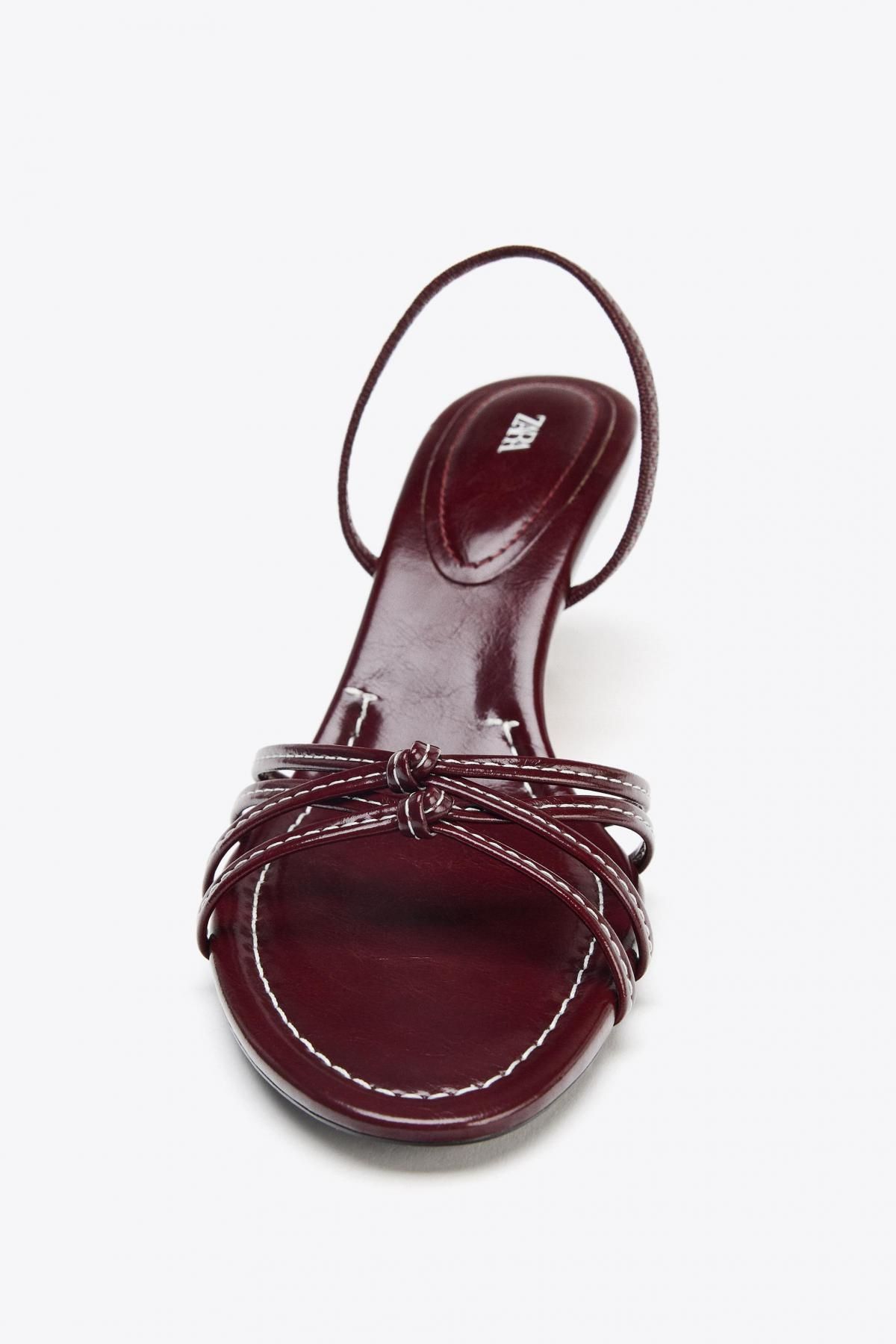 자라 트렌디 스티치 스트랩 스틸레토 힐 샌들 2302/610 BURGUNDY RED - 상세 이미지 3