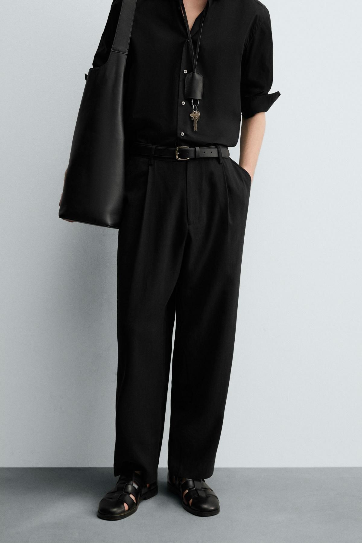 자라 플루이드 플리츠 팬츠 0706/662 BLACK