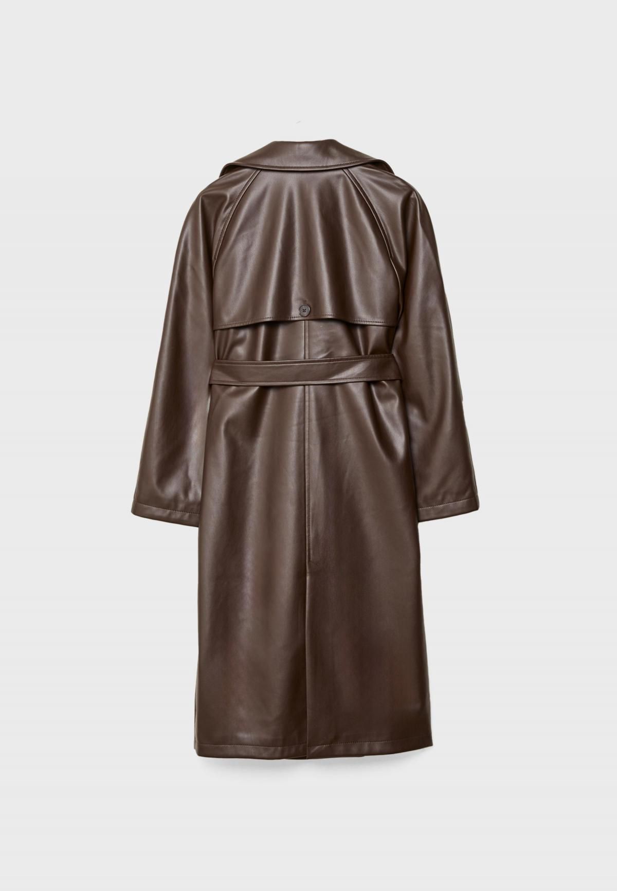 스트라디바리우스 페이크레더 더블 롱 벨트 트렌치코트 5802/638 BROWN - 상세 이미지 3