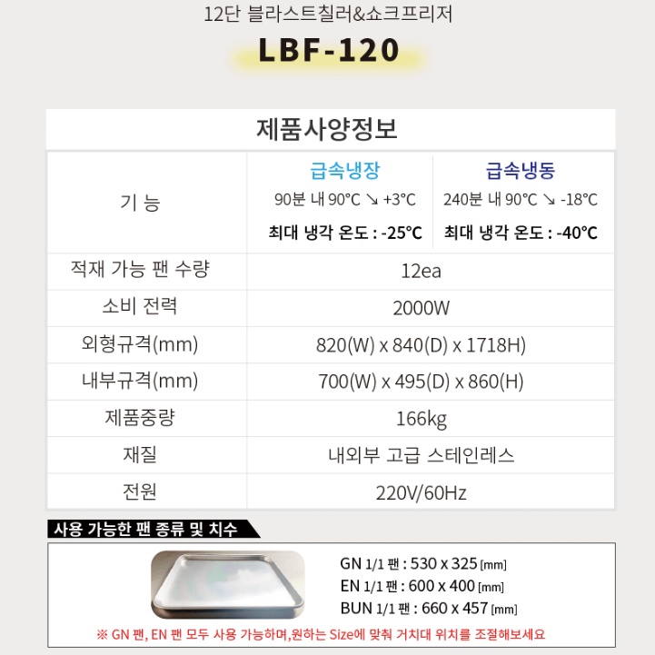 12단 블라스트칠러 쇼크프리저 베이커리 카페 대용량 급속냉동고 급냉기 급냉고 - 상세 이미지 4