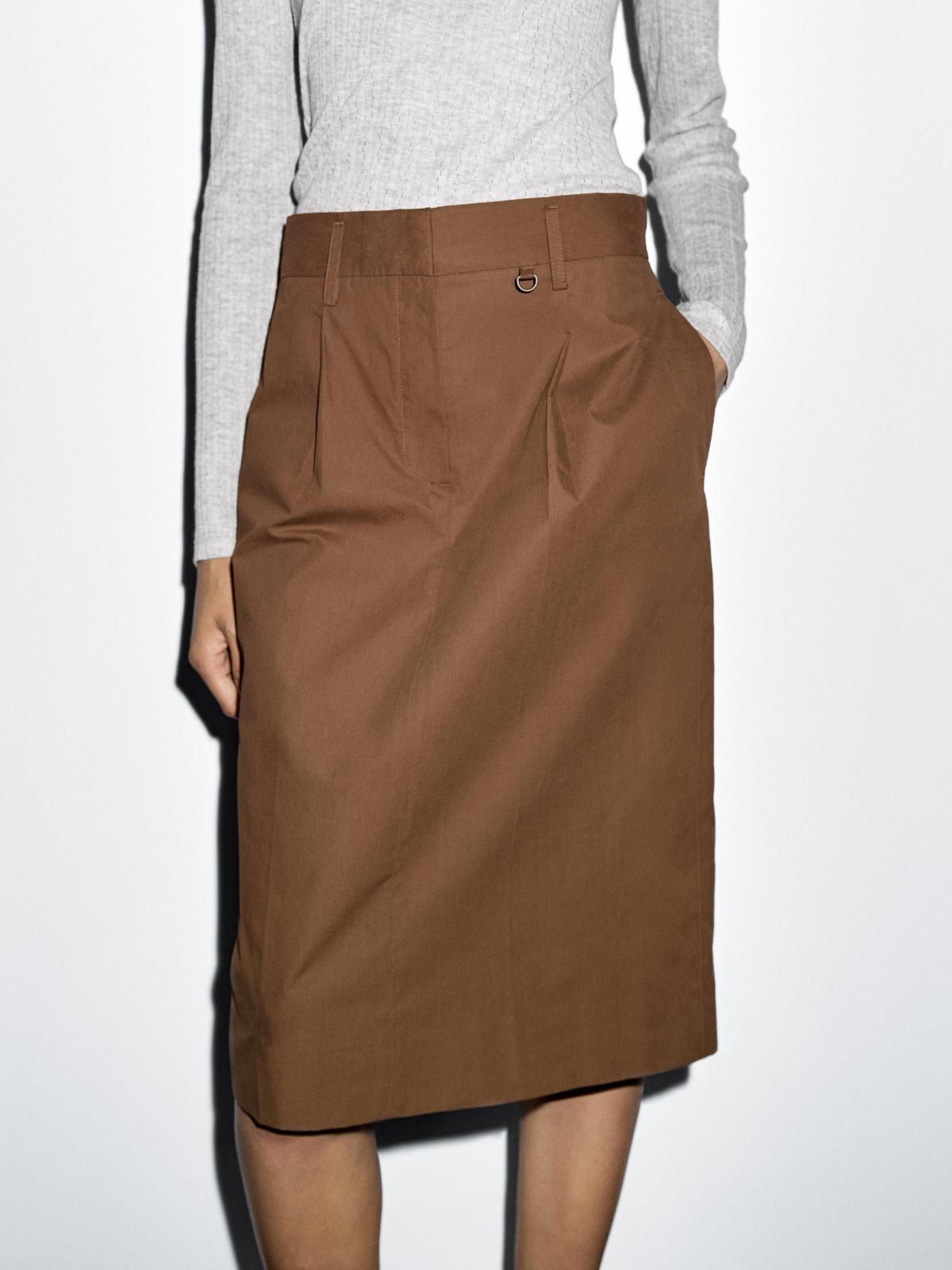 마시모두띠 테크니컬 웨이스트 디테일 미디 스커트 5243/504 BROWN - 상품 이미지