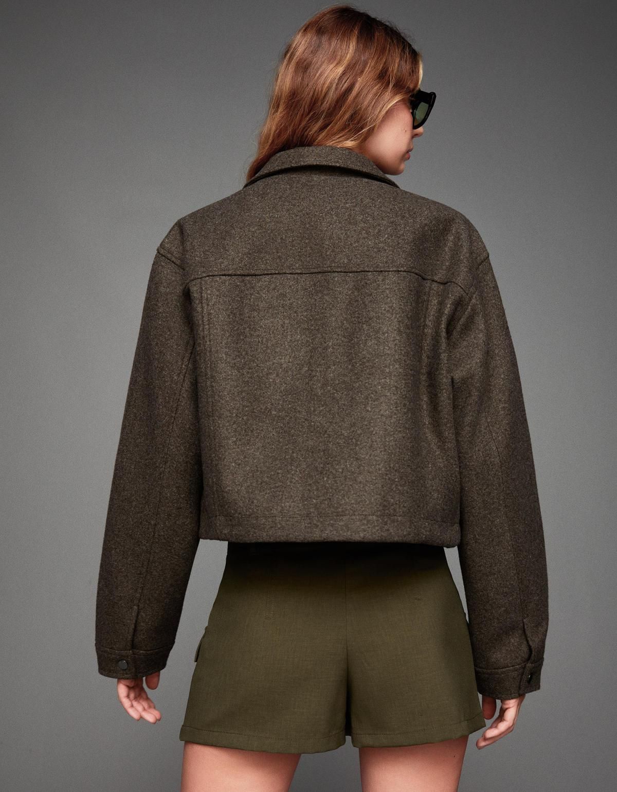 버쉬카 크롭 소프트 펠트 텍스처 테일러드 재킷 6607/741 BROWN - 상세 이미지 5