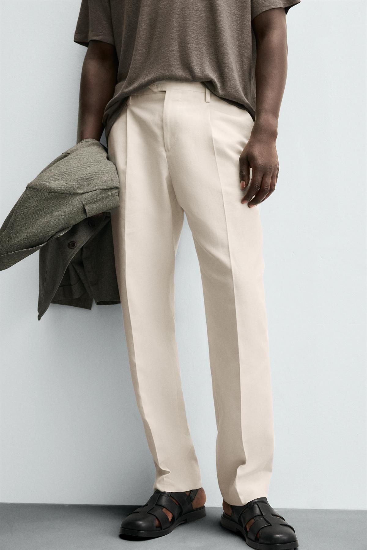 자라 릴렉스핏 플리츠 팬츠 5820/371 ECRU