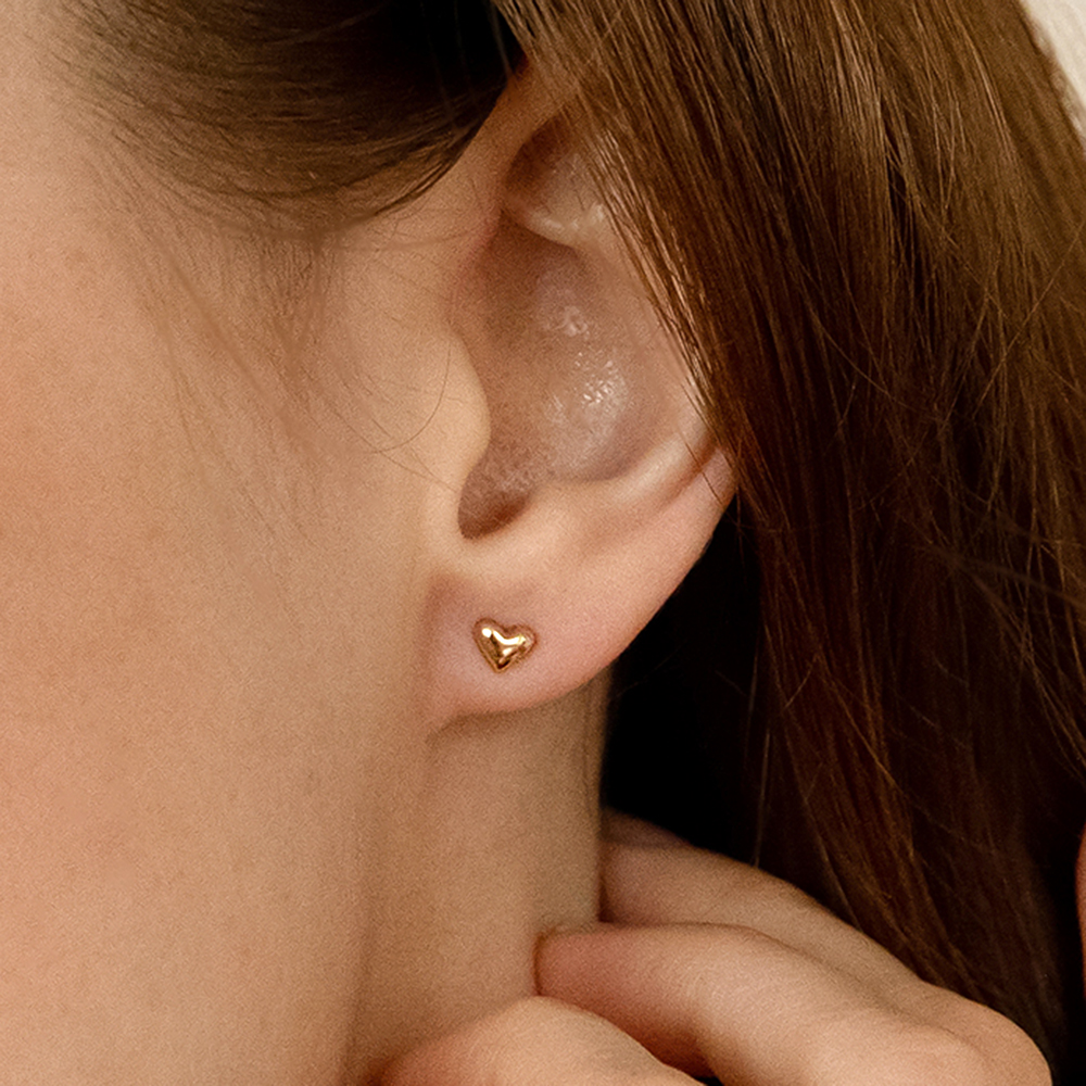 14k 통통 하트 귀걸이