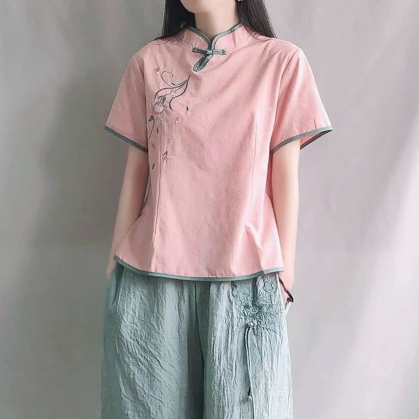 다도 상의 빅사이즈 긴팔 치파오형 트렌디 명상복 민소매 화이트 M 추천 40.0-50.0kg - 상세 이미지 4