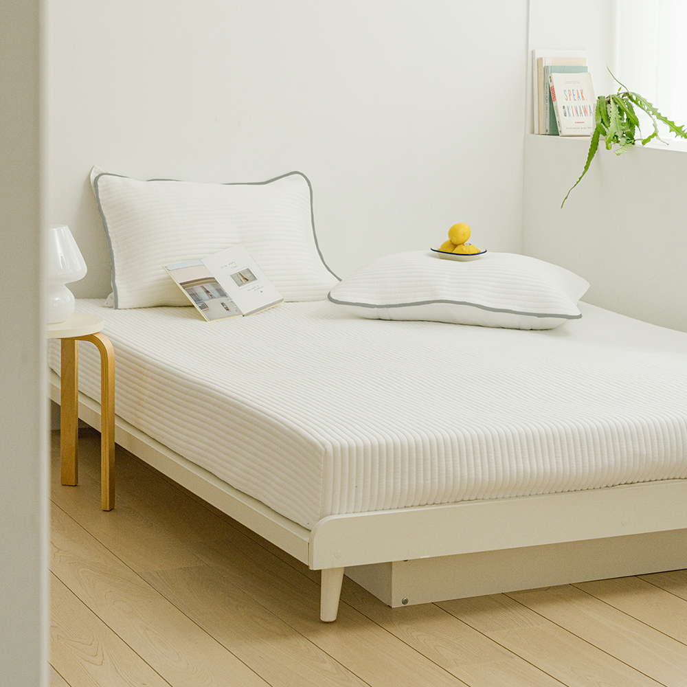 바자르 스테디 뱀부 누빔 밴딩 일체형 올인원 극세사 먼지없는 사계절 매트리스커버 SS