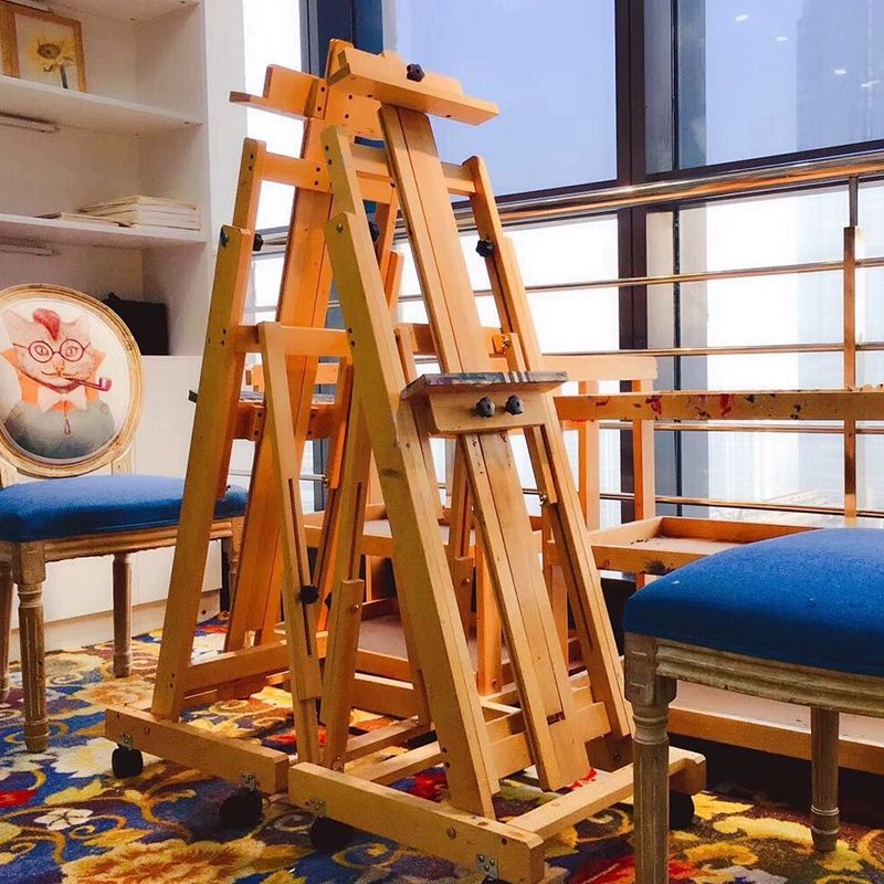 전문가용 이동형 이젤 다용도 디스플레이 학교 보관함 유화 액자 전시용 비치목원목색 평면 - 상세 이미지 2