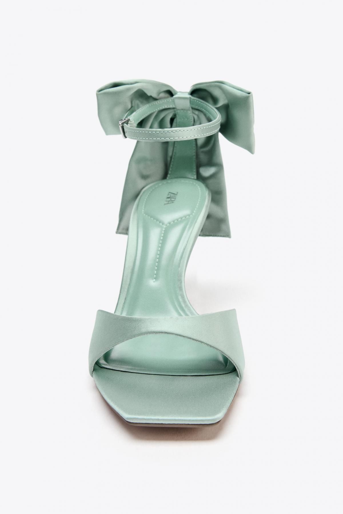 자라 새틴 스트랩 맥시 리본 하이힐 샌들 2354/610 SEA GREEN - 상세 이미지 5