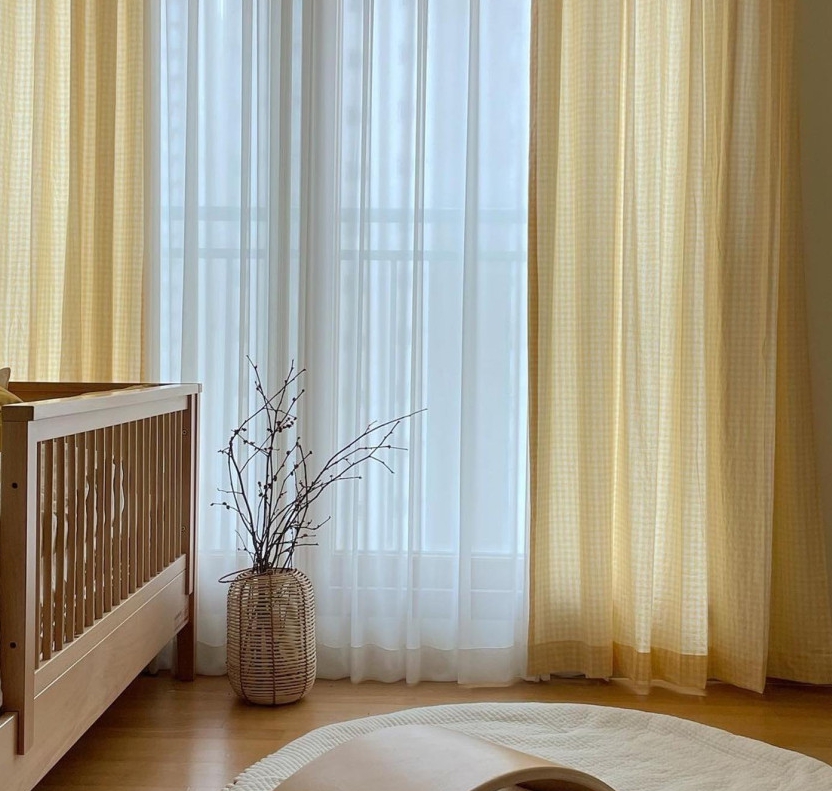 바이아미 멜란 체크 아이방 커튼 가로153x세로150