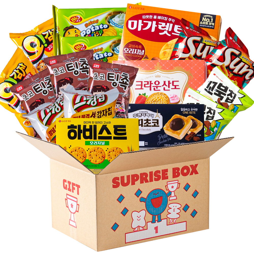더하모니 다같이 서프라이즈 과자박스 1호 탕비실 사무실 대용량과자 간식꾸러미 선물박스 - 메인 이미지