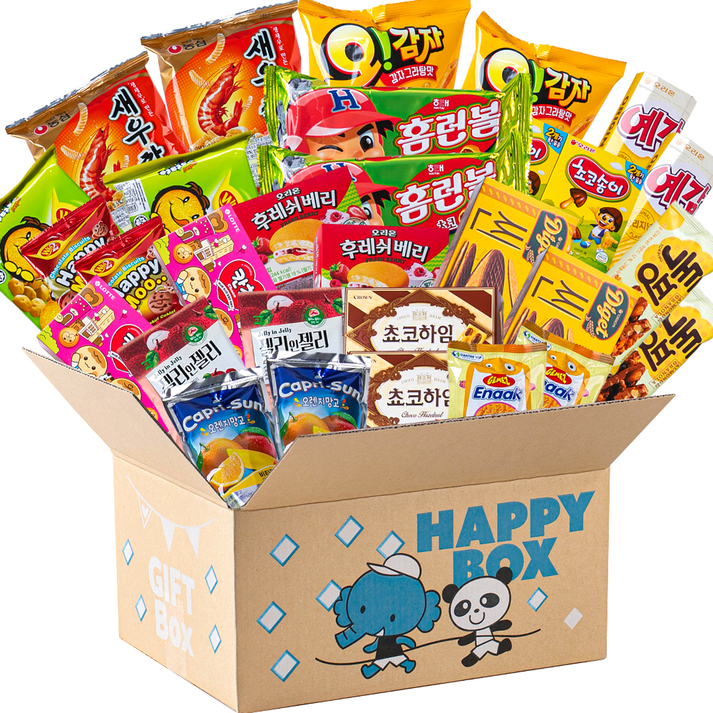 더하모니 둘이 같이 코끼리 과자박스 3호 탕비실 사무실 대용량과자 간식꾸러미 선물박스 - 상품 이미지