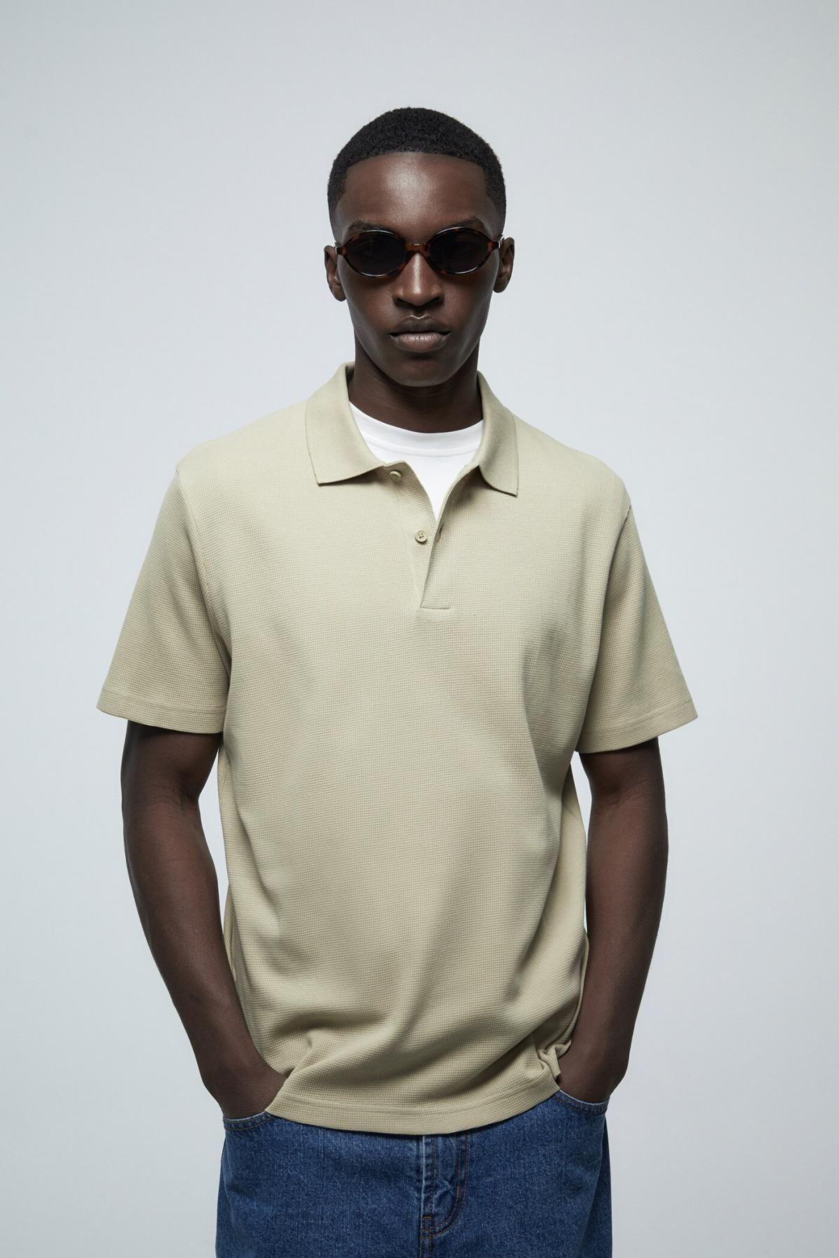 스페라 와플 반팔 폴로 셔츠 056331201261 BEIGE