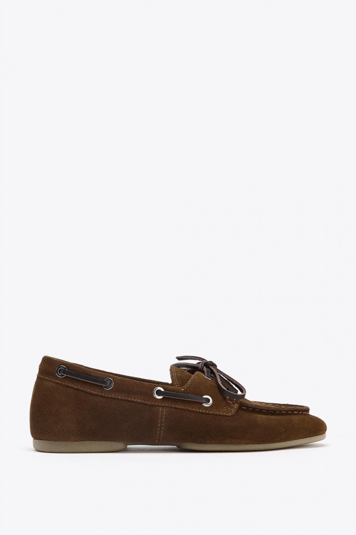 자라 스티치 브라운 프리미엄 스웨이드 데크슈즈 2512/610 BROWN - 메인 이미지