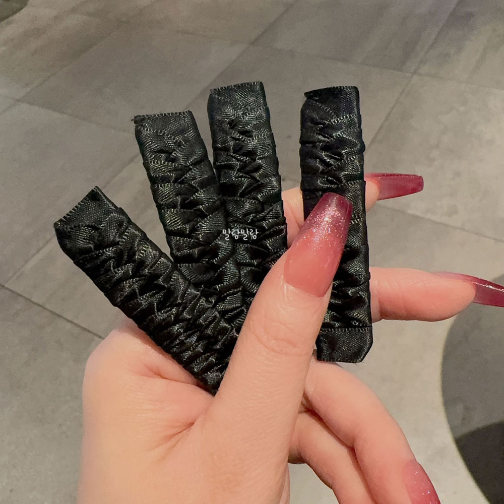 블랙 브레이드 똑딱핀 데일리 사각 머리핀 옆머리 왕똑딱 헤어핀 - 상세 이미지 5