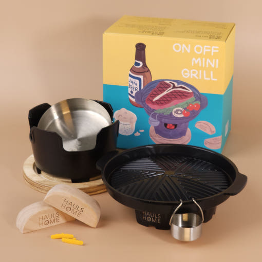 하울스홈 고기순삭 온오프 미니화로 바비큐그릴 1인화로대 A그릴팬세트 가정캠핑용