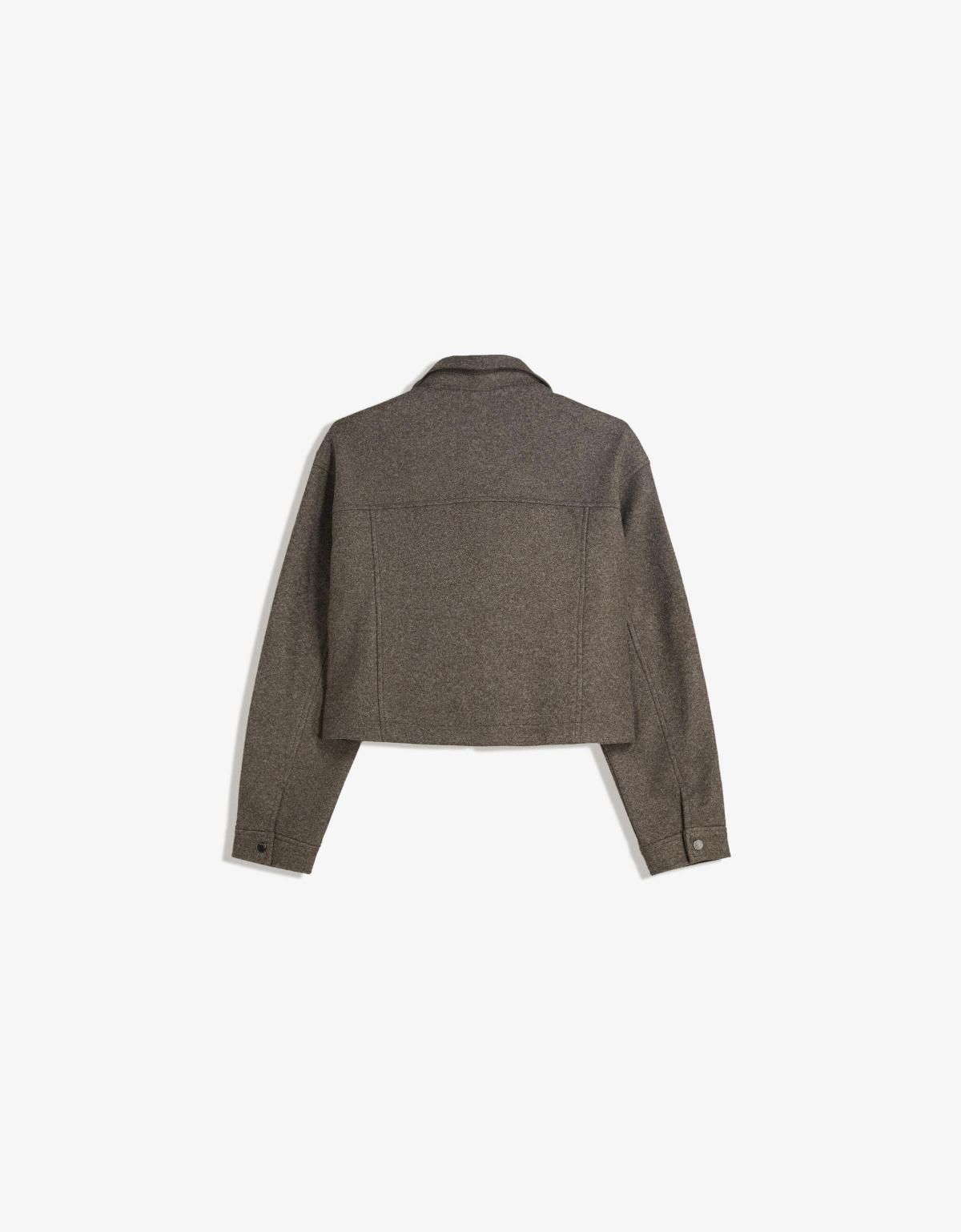버쉬카 크롭 소프트 펠트 텍스처 테일러드 재킷 6607/741 BROWN - 상세 이미지 3