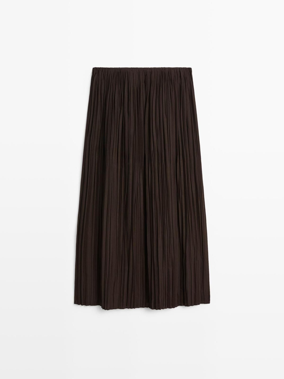 마시모두띠 모던 플리츠 미디 스커트 5210/403 BROWN - 상품 이미지