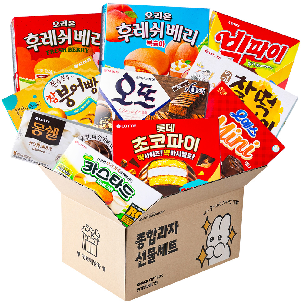 더하모니 프리미엄 반짝토끼 파이세트 사무실간식 3호 탕비실 사무실 대용량과자 간식꾸러미 선물박스 - 상품 이미지