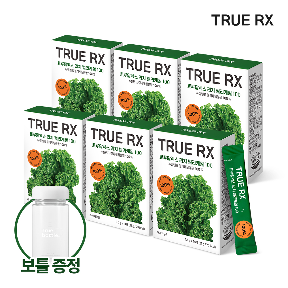 트루알엑스 리치 컬리케일 분말100% 동결건조 뉴질랜드 곱슬케일 클리오 21g, 6개 - 메인 이미지