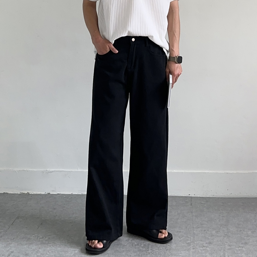 남자 면바지 남성 바지 밴딩 흰색 팬츠 남자 와이드팬츠 - 상세 이미지 2