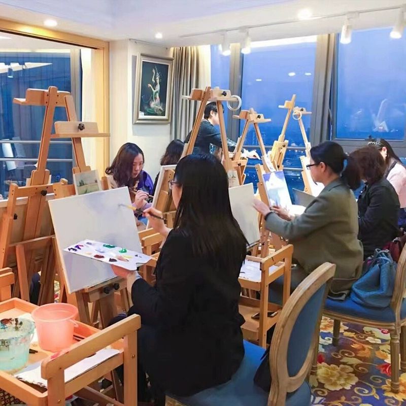 전문가용 이동형 이젤 다용도 디스플레이 학교 보관함 유화 액자 전시용 비치목원목색 평면 - 상세 이미지 3