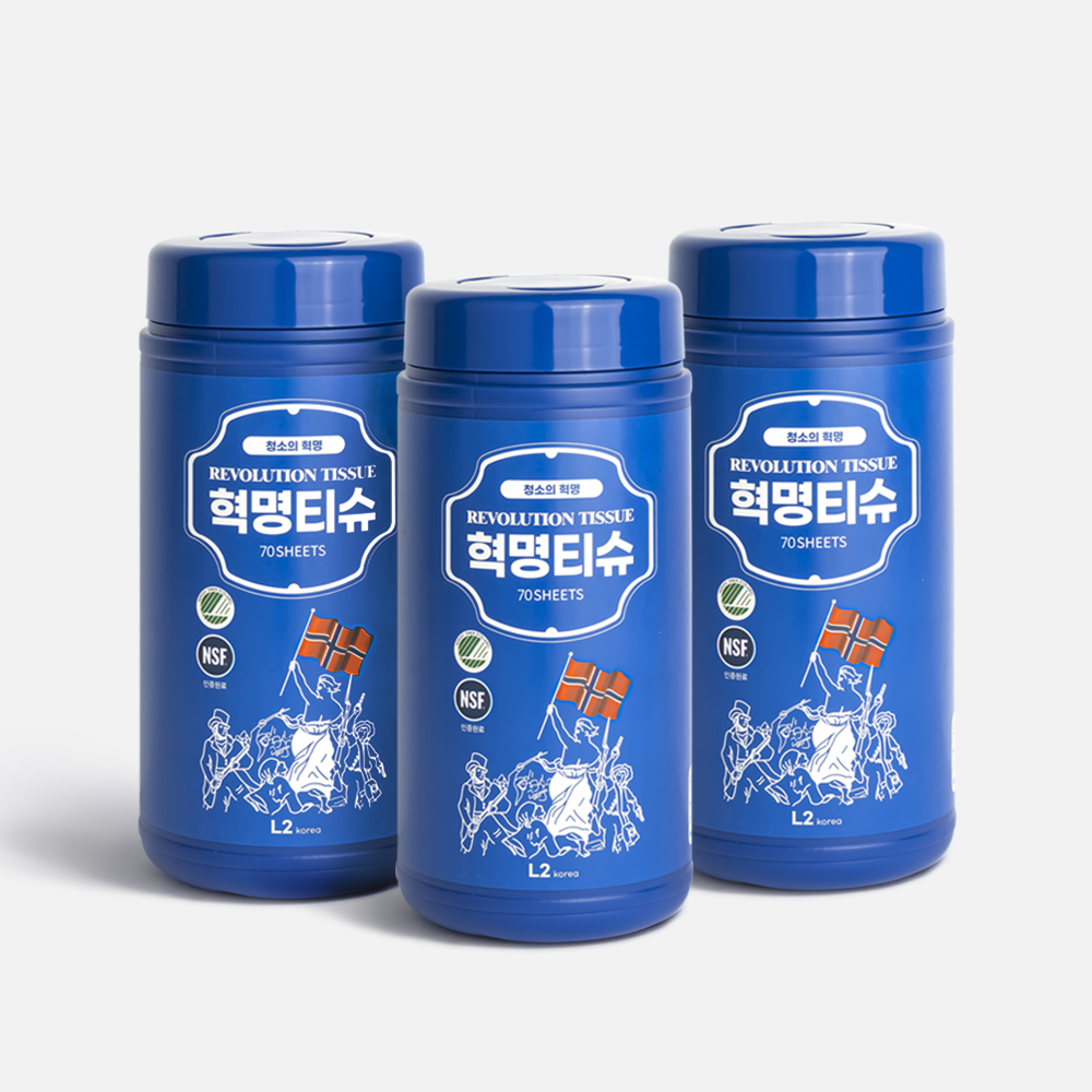 L2 혁명티슈 세정티슈 기름때 제거 다용도 청소 70매, 3팩