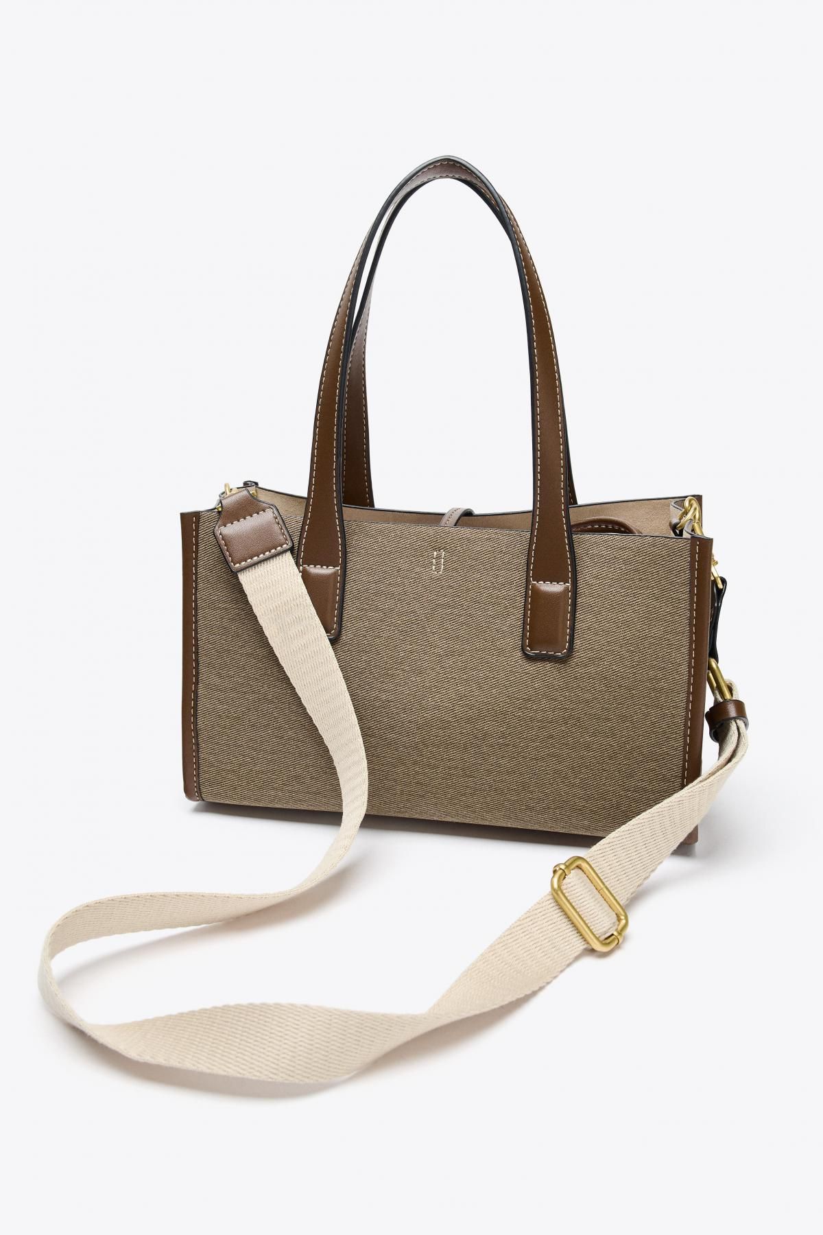 자라 베이직 토트백 위빙 더블핸들 스트랩 디테일 6272/610 TAUPE GREY - 상세 이미지 4