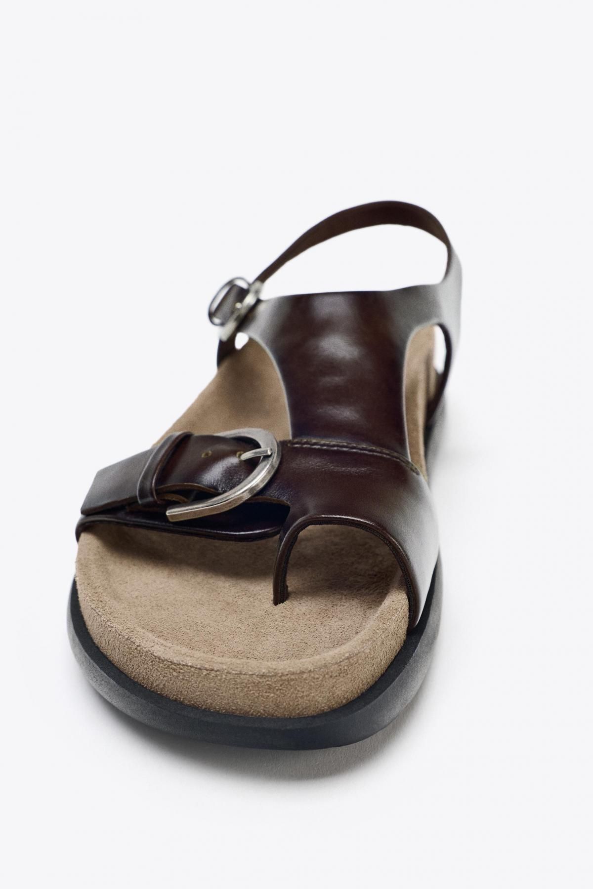 자라 레더 스트랩 플랫 샌들 1622/510 CHOCOLATE BROWN - 상세 이미지 4