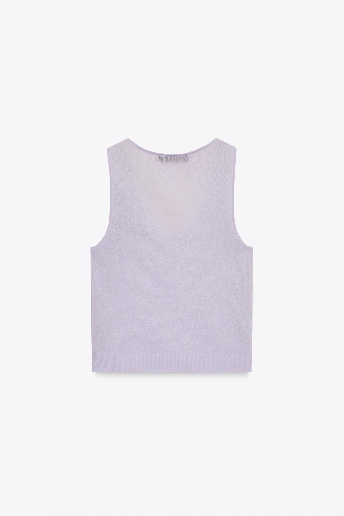 자라 파인 니트 라운드넥 민소매 탑 3519/130 MAUVE - 상세 이미지 4