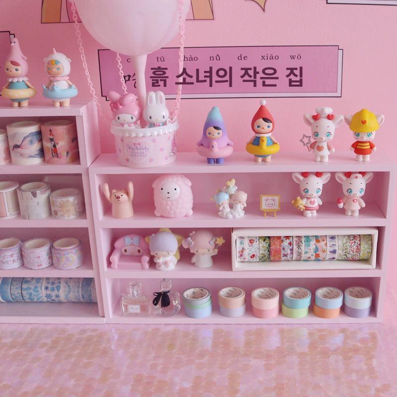 파스텔 핑크 진열대 3단 선반 아이방 어린이집  핑크 3층 문 없음 - 상세 이미지 5