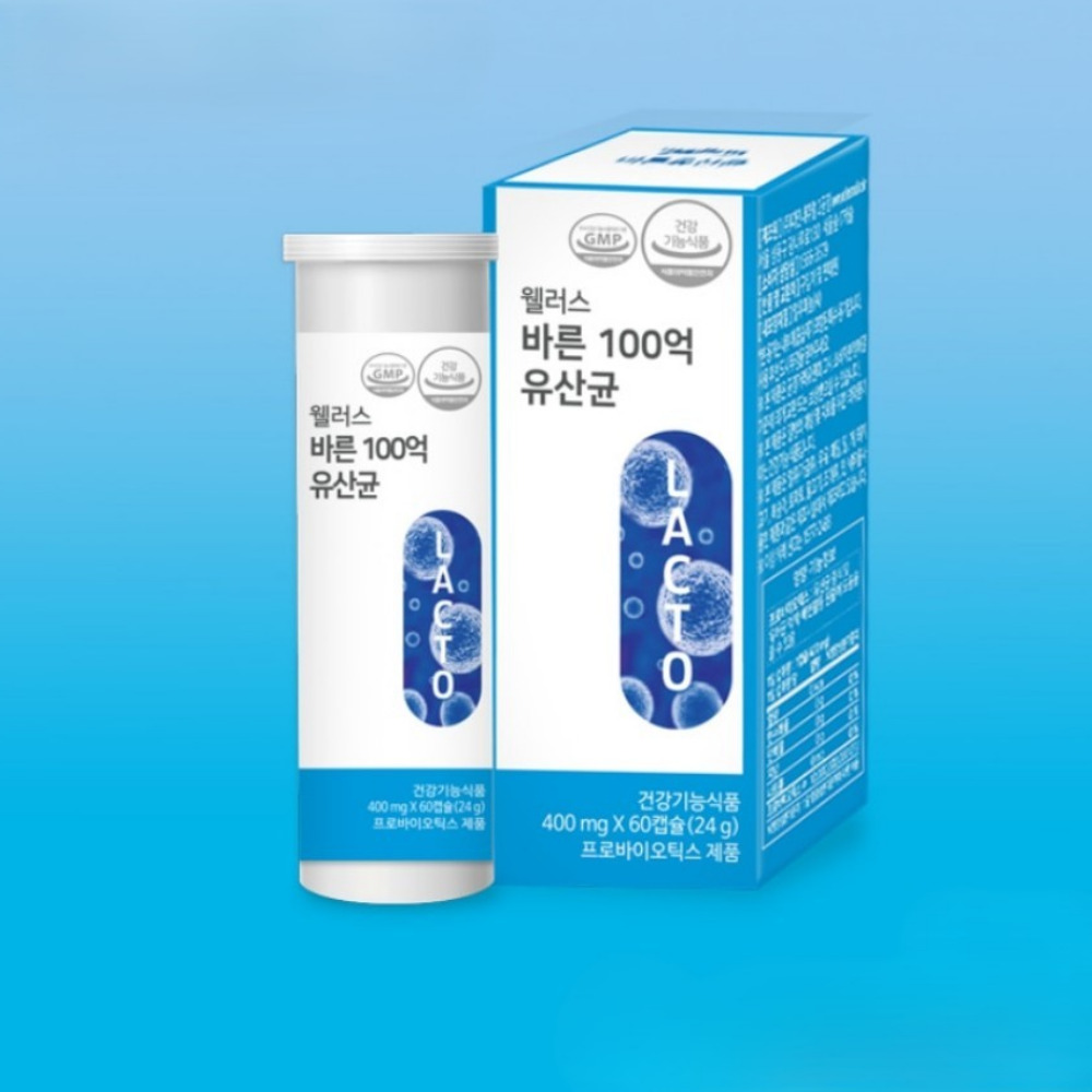 웰러스 바른 100억 유산균 다이렉트 프로바이오틱 cfu 피부면역 60캡슐, 1개 - 상품 이미지