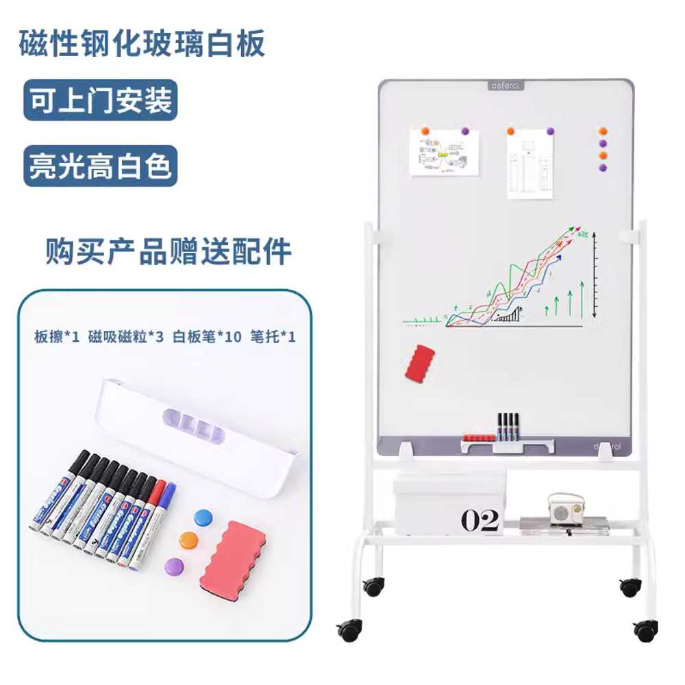 스탠드 화이트보드 자석 받침대 이동식 스케줄 이젤 70x100cm 주황 보드+선반 - 상세 이미지 5