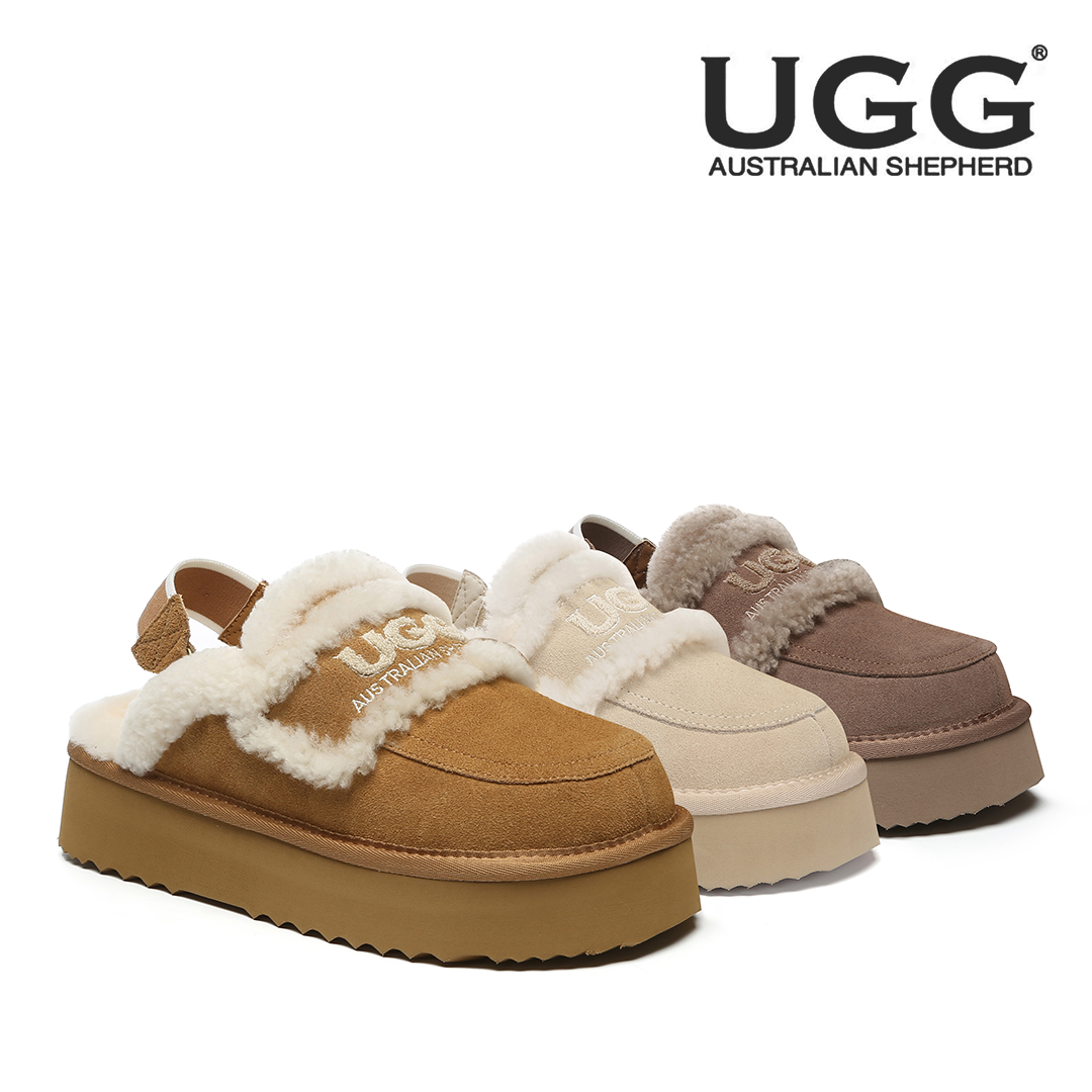 호주 에버어그 릴리 양털 키높이 플랫폼 통굽 여성 밴딩 겨울 방한 슬리퍼 뮬 AS2090