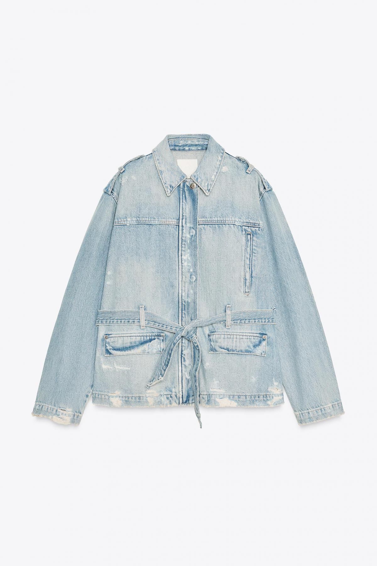자라 테크니컬 라이트데님 벨티드 데님 재킷 5252/273 LIGHT BLUE - 메인 이미지