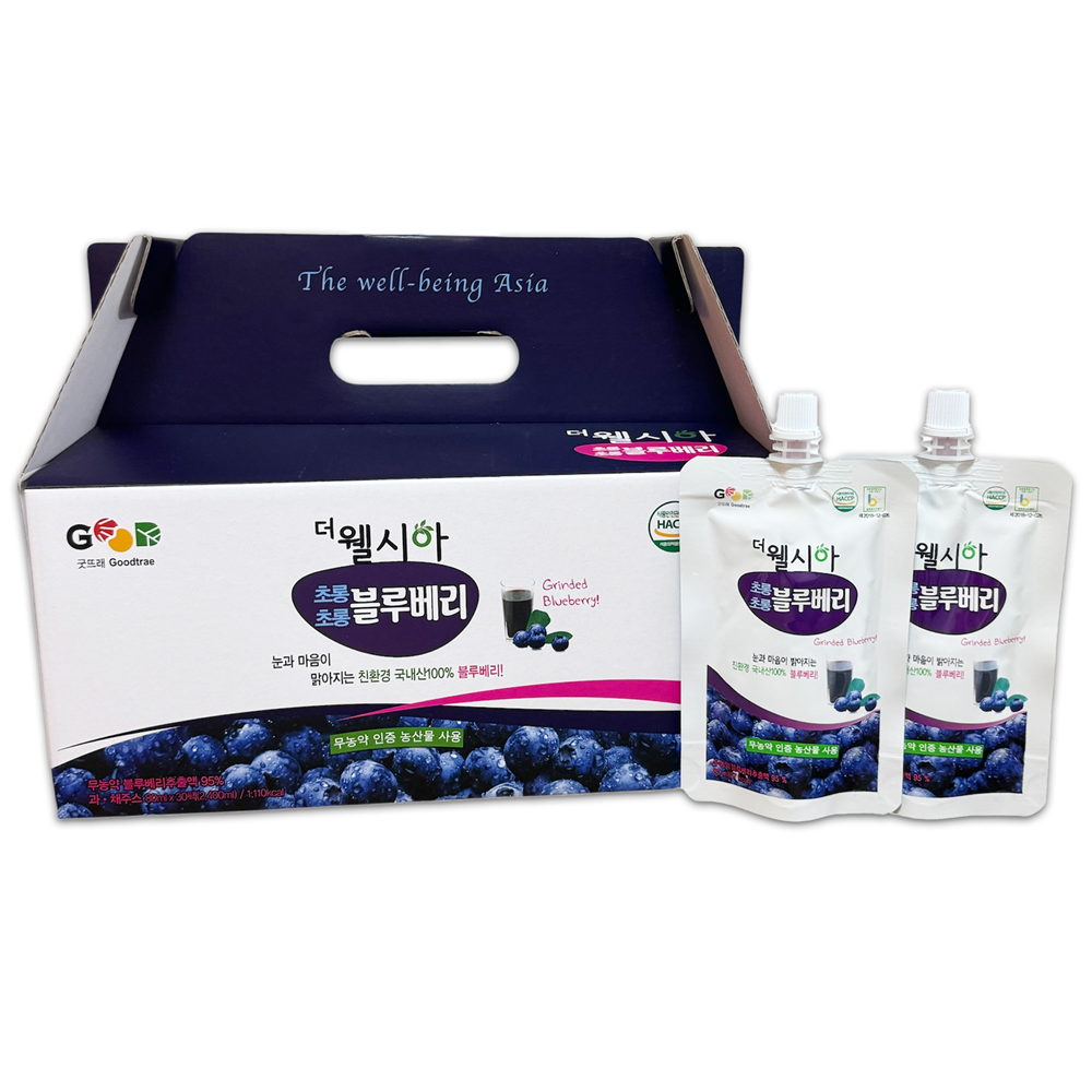 갈아만든 더웰시아 블루베리즙 80ml 30포 국산 무농약 블루베리즙 건강주스